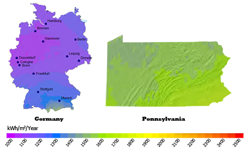 PA Compared to Germany for Solar PV Production